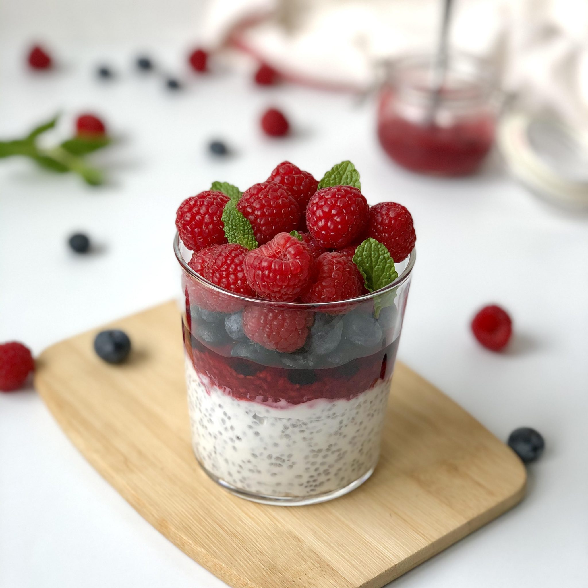 Chia pudding aux fruits rouges Avec un coulis gourmand