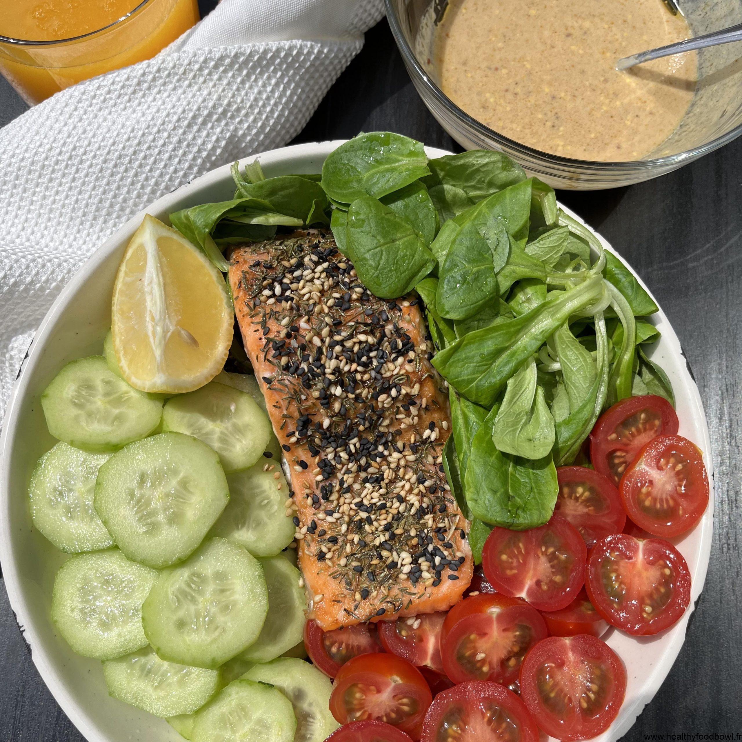recette poke bowl, pokebowl rapide, truite au four